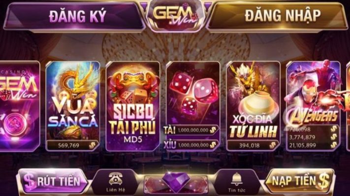 Gemwin cung cấp một loạt các trò chơi cá cược phong phú và đa dạng, bao gồm cả Tài Xỉu